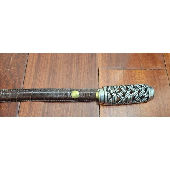 Vintage 80s Vicenza Woman’s 44 Belt Brawn Italian Genuine Calfskin Buckle Skinny - Picture 5 of 10